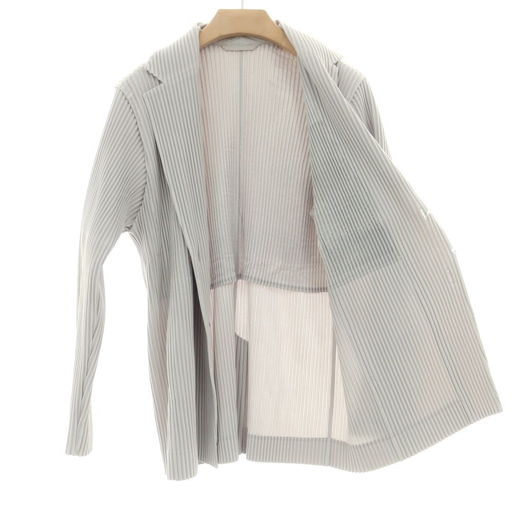 【中古】オム プリッセ イッセイミヤケ HOMME PLISSE ISSEY MIYAKE プリーツ加工ジャケット ライトグレー【 サイズ3 】【 状態ランクB 】【 メンズ 】 [BPD]