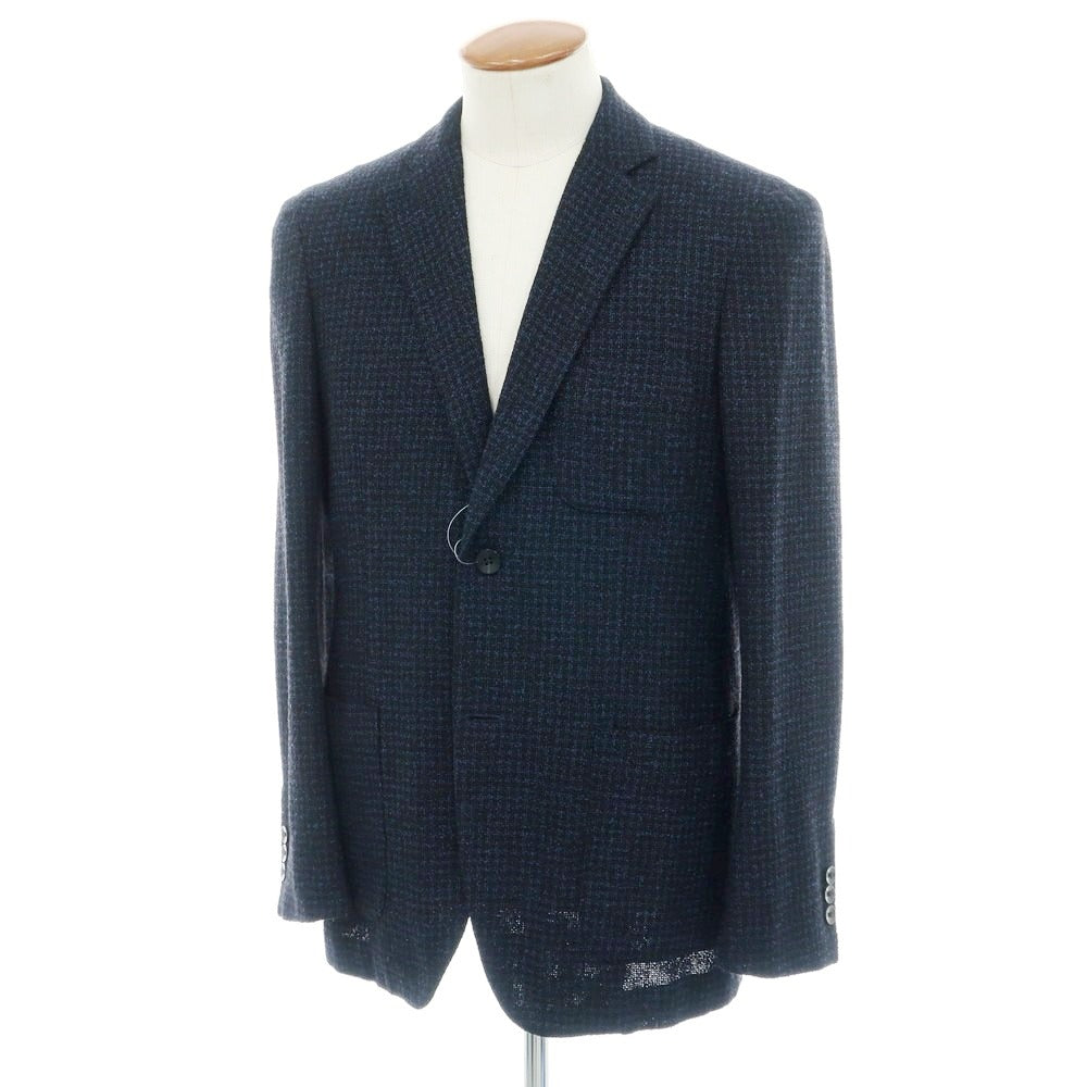 【中古】トゥモローランド TOMORROWLAND レーヨンウールナイロン ジャージージャケット ブラックxブルー【 48 】【 状態ランクB 】【 メンズ 】