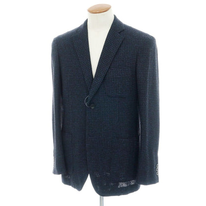 【中古】トゥモローランド TOMORROWLAND レーヨンウールナイロン ジャージージャケット ブラックxブルー【 48 】【 状態ランクB 】【 メンズ 】