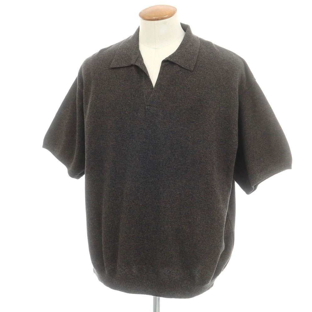 【中古】クレプスキュール crepuscule URBAN RESEARCH別注 2025年春夏 コットンリネン スキッパー 半袖 ポロニット ブラックxブラウン【 2 】【 状態ランクB 】【 メンズ 】