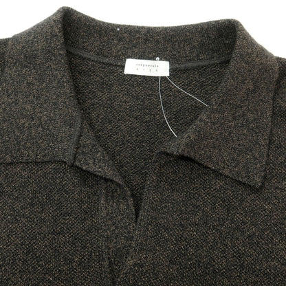 【中古】クレプスキュール crepuscule URBAN RESEARCH別注 2025年春夏 コットンリネン スキッパー 半袖 ポロニット ブラックxブラウン【 2 】【 状態ランクB 】【 メンズ 】
