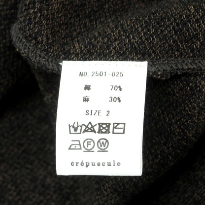 【中古】クレプスキュール crepuscule URBAN RESEARCH別注 2025年春夏 コットンリネン スキッパー 半袖 ポロニット ブラックxブラウン【 2 】【 状態ランクB 】【 メンズ 】