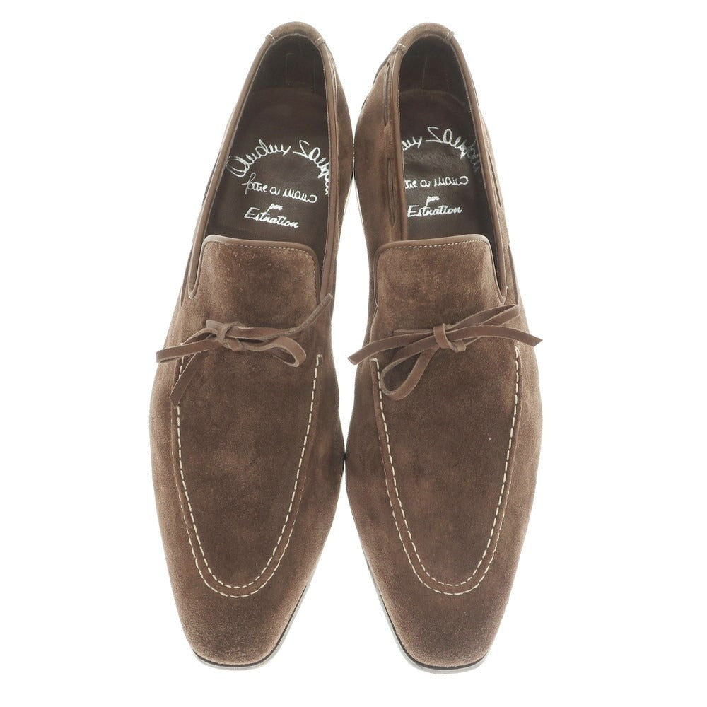 【中古】サントーニ Santoni スエード Uチップリボンローファー ブラウン【 6 1/2 F 】【 状態ランクB 】【 メンズ 】