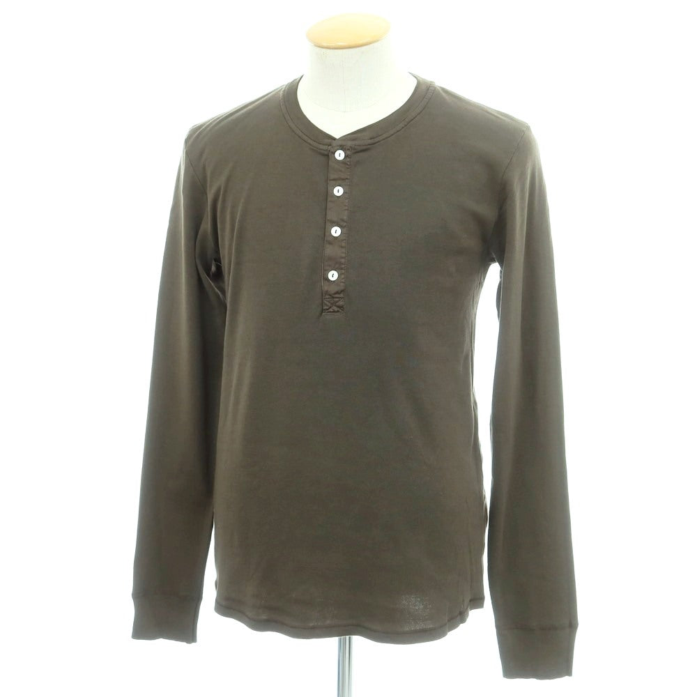 【中古】シーサー Schiesser コットン ヘンリーネック 長袖Ｔシャツ ダークオリーブ系【 4/S 】【 状態ランクB 】【 メンズ 】