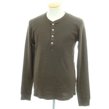 【中古】シーサー Schiesser コットン ヘンリーネック 長袖Ｔシャツ ダークオリーブ系【 4/S 】【 状態ランクB 】【 メンズ 】