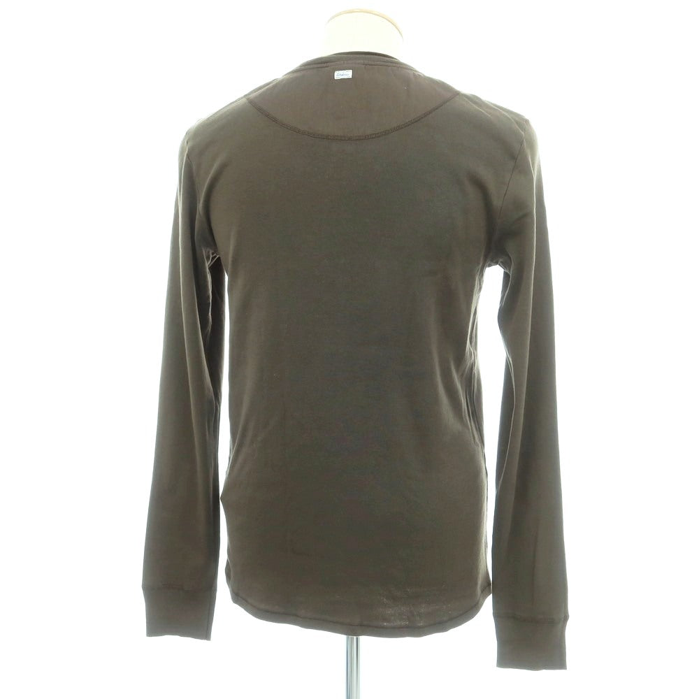 【中古】シーサー Schiesser コットン ヘンリーネック 長袖Ｔシャツ ダークオリーブ系【 4/S 】【 状態ランクB 】【 メンズ 】