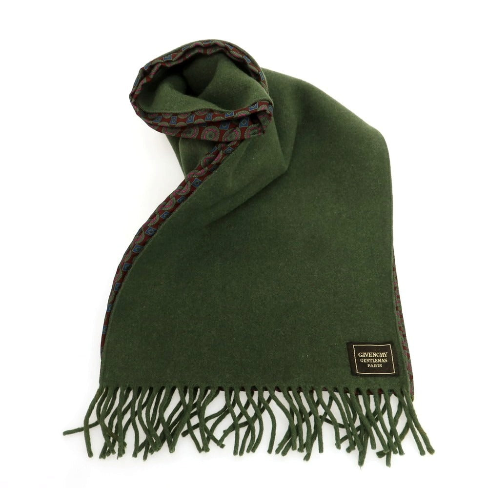 【中古】ジバンシィ GIVENCHY ウール シルク ストール オリーブ【 状態ランクB 】【 メンズ 】