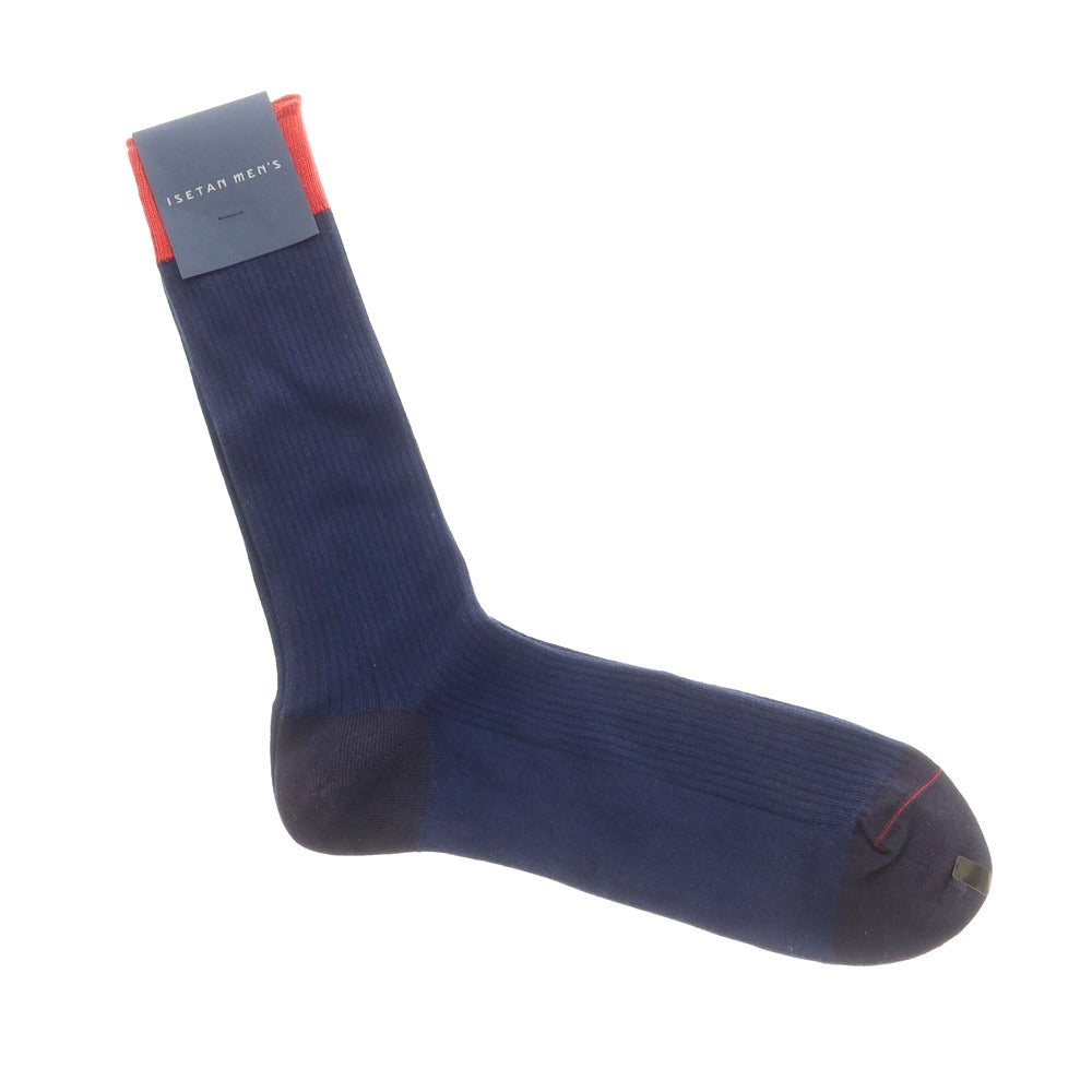 【中古】【未使用】イセタンメンズ ISETAN MENS ・リブ ソックス ネイビー【 25-26cm 】【 状態ランクS 】【 メンズ 】