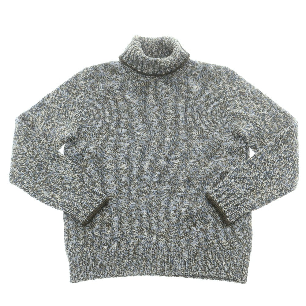 【中古】グランサッソ GRAN SASSO ウール タートルネック プルオーバーニット オリーブxブルー【 46 】【 状態ランクB 】【 メンズ 】