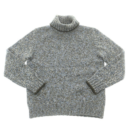 【中古】グランサッソ GRAN SASSO ウール タートルネック プルオーバーニット オリーブxブルー【 46 】【 状態ランクB 】【 メンズ 】