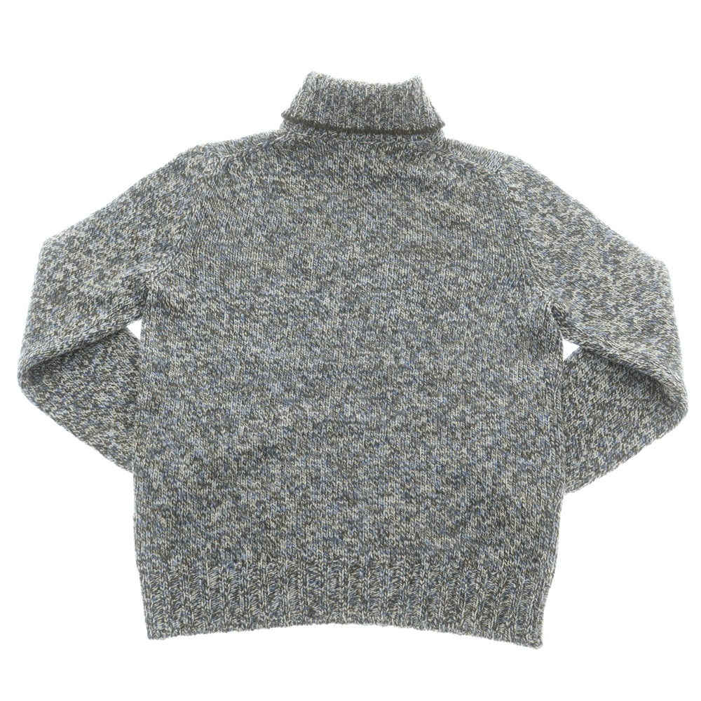 【中古】グランサッソ GRAN SASSO ウール タートルネック プルオーバーニット オリーブxブルー【 46 】【 状態ランクB 】【 メンズ 】