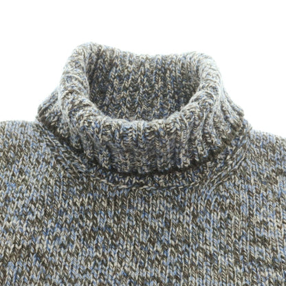 【中古】グランサッソ GRAN SASSO ウール タートルネック プルオーバーニット オリーブxブルー【 46 】【 状態ランクB 】【 メンズ 】