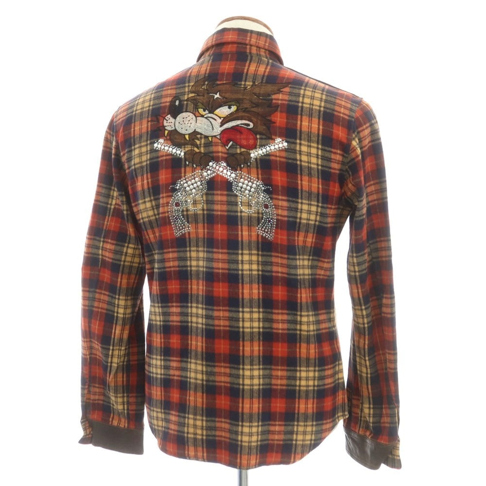 【中古】ロアー roar コットン チェック レギュラーカラー ネルシャツ レッドxオレンジ【サイズ2】【 状態ランクC 】【 メンズ 】[DPD]