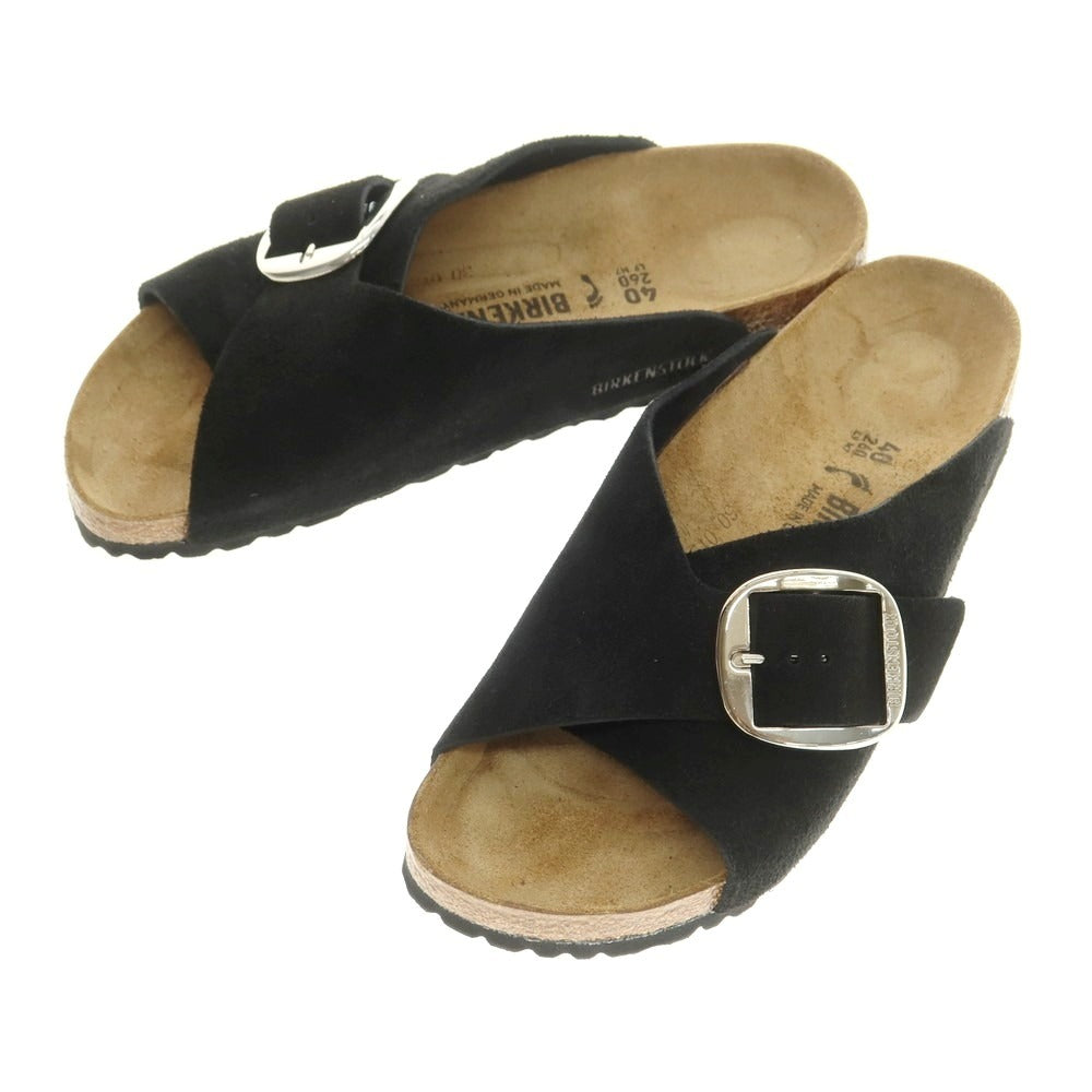 【中古】ビルケンシュトック BIRKENSTOCK Arosa Big Buckle スエード サンダル ブラック【 40 】【 状態ランクB 】【 メンズ 】