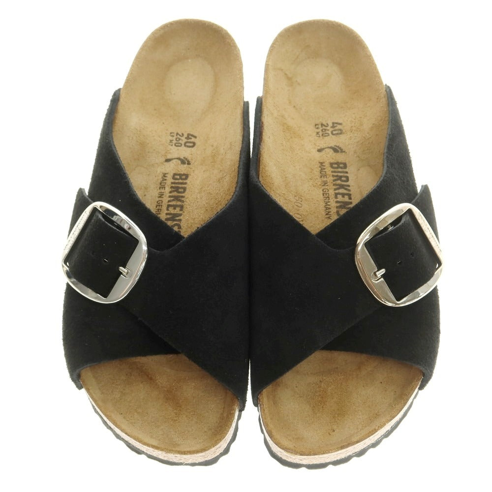 【中古】ビルケンシュトック BIRKENSTOCK Arosa Big Buckle スエード サンダル ブラック【 40 】【 状態ランクB 】【 メンズ 】