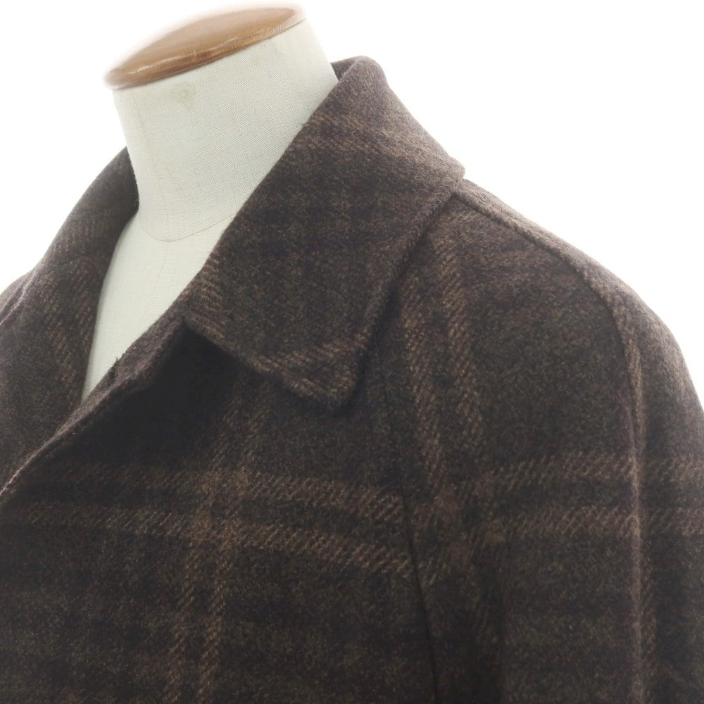 【新品アウトレット】ベルベスト Belvest ウールカシミヤ チェック ステンカラーコート ブラウン【 48 】【 状態ランクN- 】【 メンズ 】