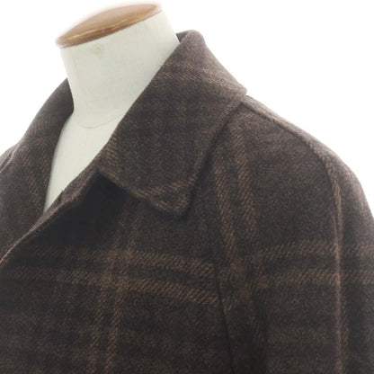【新品アウトレット】ベルベスト Belvest ウールカシミヤ チェック ステンカラーコート ブラウン【 48 】【 状態ランクN- 】【 メンズ 】