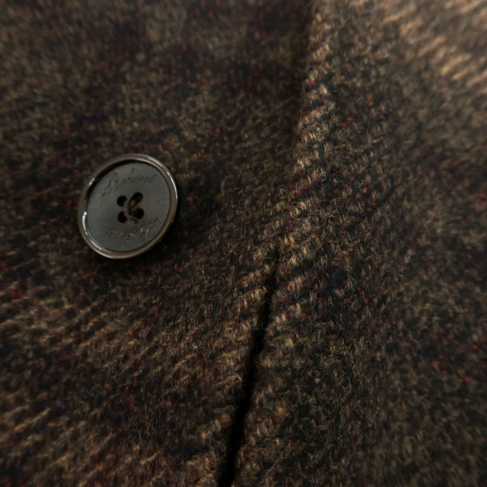 【新品アウトレット】ベルベスト Belvest ウールカシミヤ チェック ステンカラーコート ブラウン【 48 】【 状態ランクN- 】【 メンズ 】