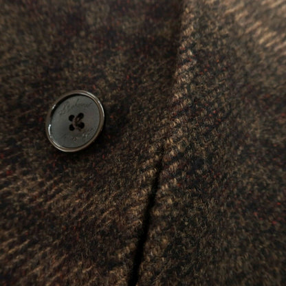 【新品アウトレット】ベルベスト Belvest ウールカシミヤ チェック ステンカラーコート ブラウン【 48 】【 状態ランクN- 】【 メンズ 】