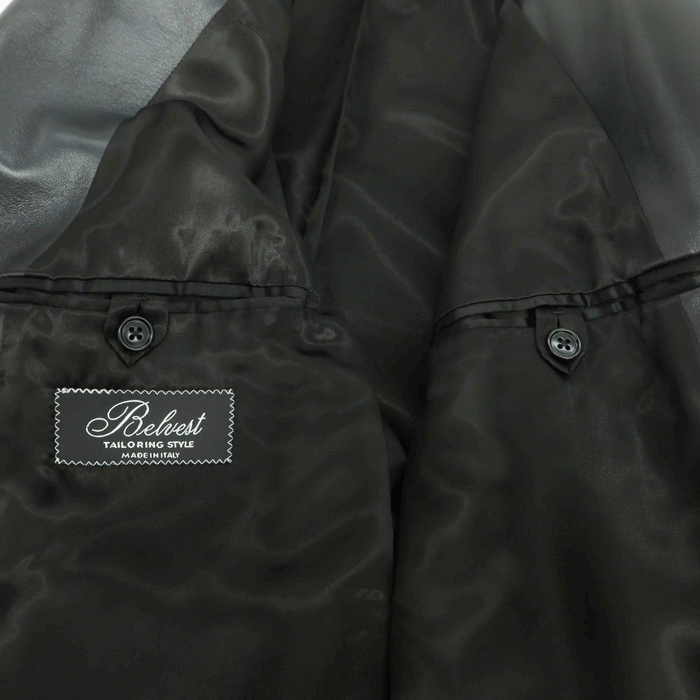 【新品】ベルベスト Belvest ラムレザー チェスターフィールドコート ブラック【 50 】【 状態ランクN 】【 メンズ 】
