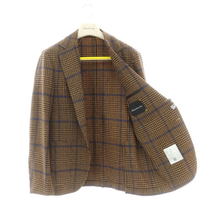 【新品】サルトリオ Sartorio ウール チェック テーラードジャケット ベージュxダークブラウン×ブルー【 48 】【 状態ランクN 】【 メンズ 】