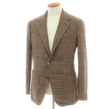 【新品】エルネスト ernesto GFB ウールアルパカ チェック テーラードジャケット ベージュxグリーン【 46 】【 状態ランクN 】【 メンズ 】