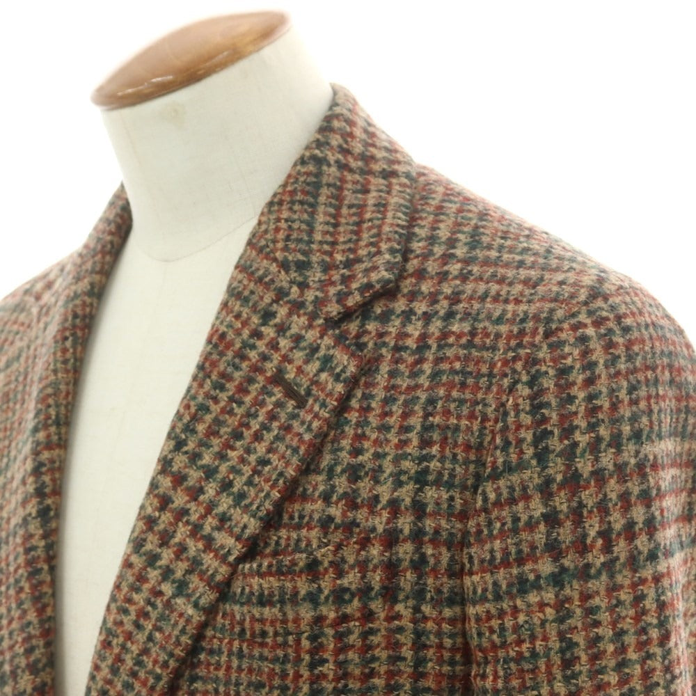 【新品】エルネスト ernesto GFB ウールアルパカ チェック テーラードジャケット ベージュxグリーン【 46 】【 状態ランクN 】【 メンズ 】