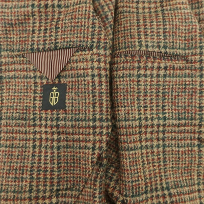 【新品】エルネスト ernesto GFB ウールアルパカ チェック テーラードジャケット ベージュxグリーン【 46 】【 状態ランクN 】【 メンズ 】