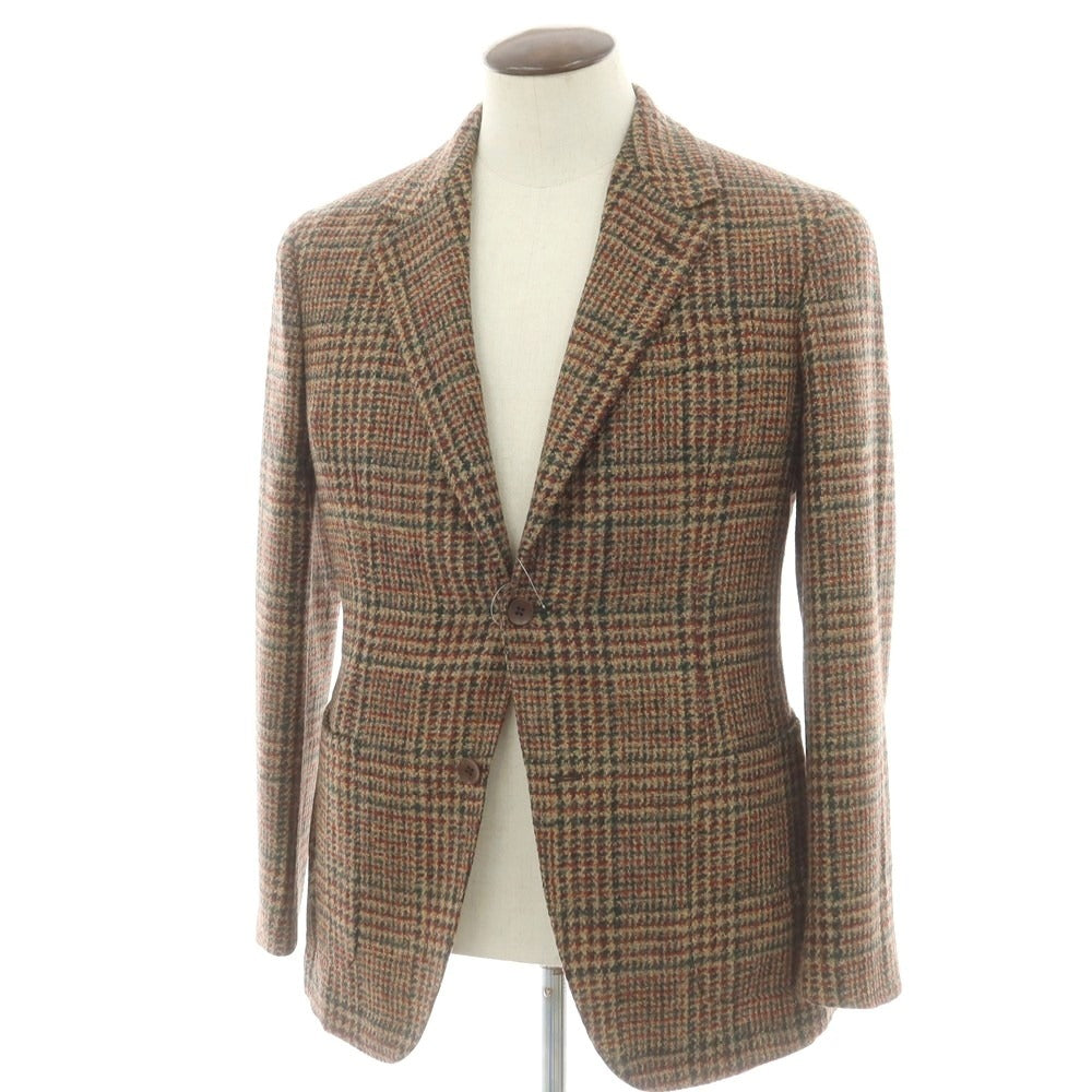 【新品】エルネスト ernesto GFB ウールアルパカ チェック テーラードジャケット ベージュxグリーン【 50 】【 状態ランクN 】【 メンズ 】
