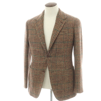 【新品】エルネスト ernesto GFB ウールアルパカ チェック テーラードジャケット ベージュxグリーン【 50 】【 状態ランクN 】【 メンズ 】