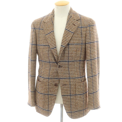 【新品】エルネスト ernesto GFB ウールアルパカ チェック テーラードジャケット ブラウンxベージュ【 44 】【 状態ランクN 】【 メンズ 】