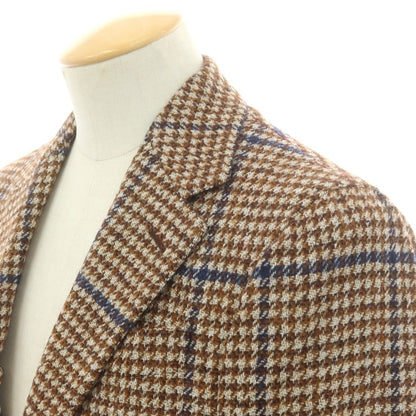 【新品】エルネスト ernesto GFB ウールアルパカ チェック テーラードジャケット ブラウンxベージュ【 44 】【 状態ランクN 】【 メンズ 】