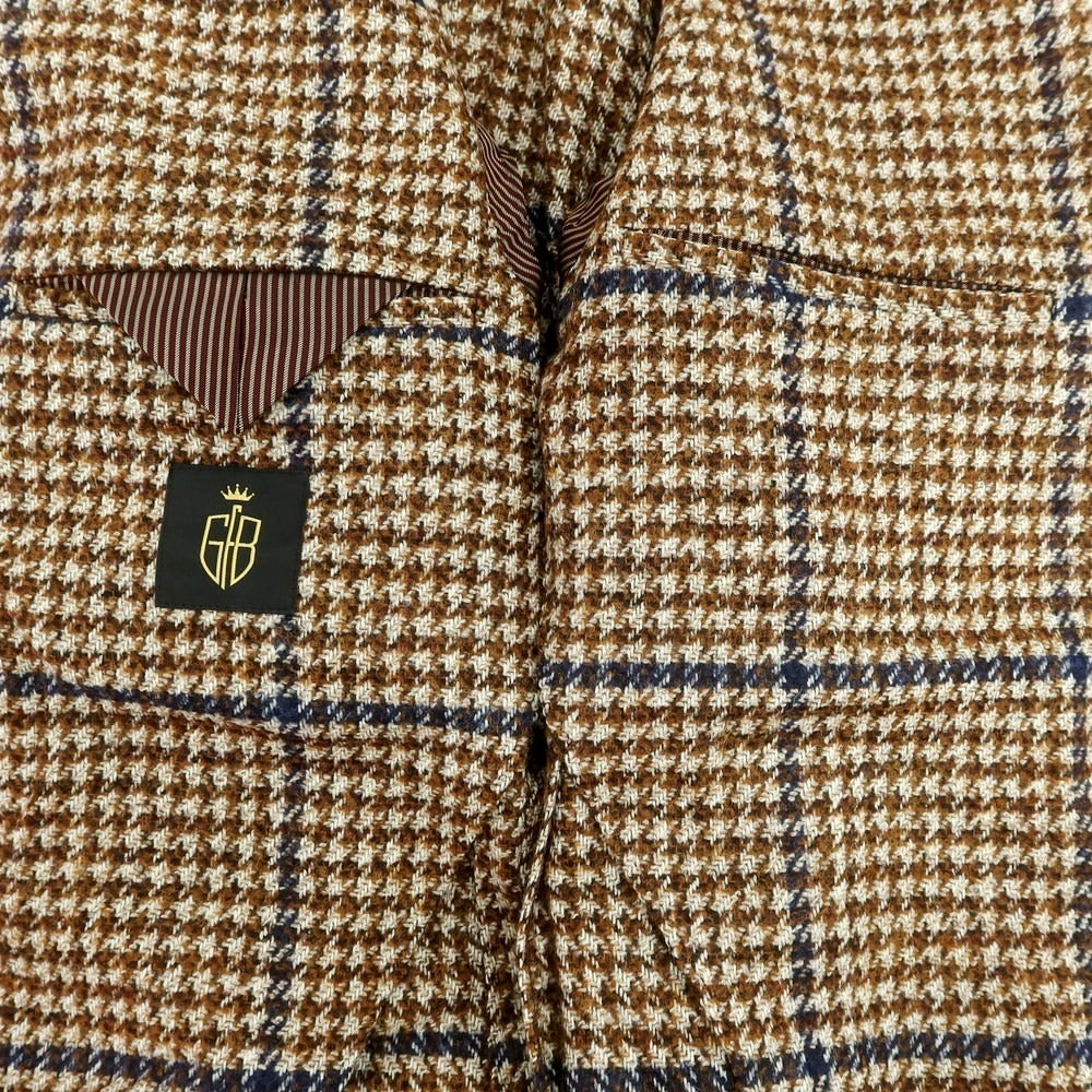 【新品】エルネスト ernesto GFB ウールアルパカ チェック テーラードジャケット ブラウンxベージュ【サイズ44】【 状態ランクN 】【 メンズ 】[DPD]