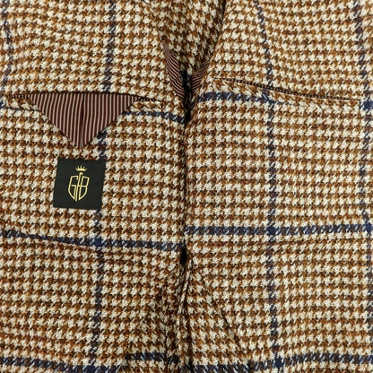 【新品】エルネスト ernesto GFB ウールアルパカ チェック テーラードジャケット ブラウンxベージュ【 44 】【 状態ランクN 】【 メンズ 】