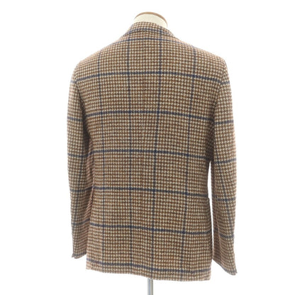 【新品】エルネスト ernesto GFB ウールアルパカ チェック テーラードジャケット ブラウンxベージュ【 48 】【 状態ランクN 】【 メンズ 】