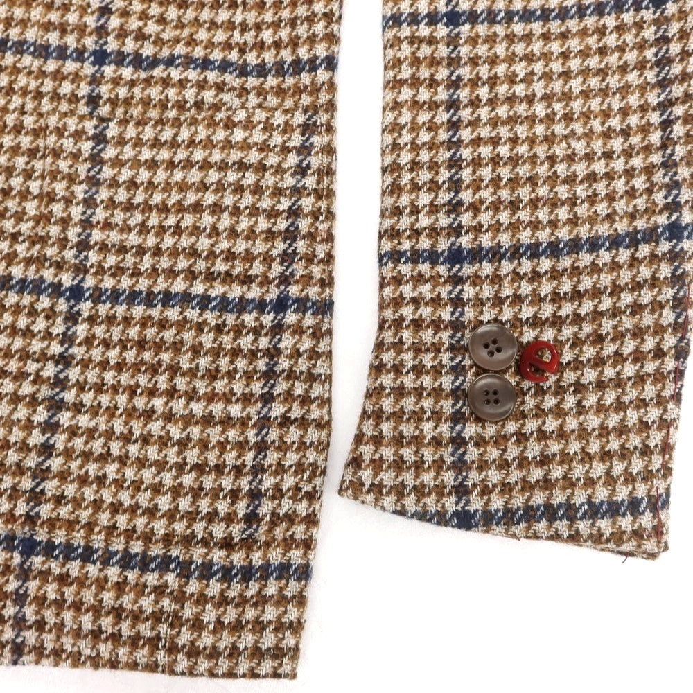 【新品】エルネスト ernesto GFB ウールアルパカ チェック テーラードジャケット ブラウンxベージュ【 48 】【 状態ランクN 】【 メンズ 】