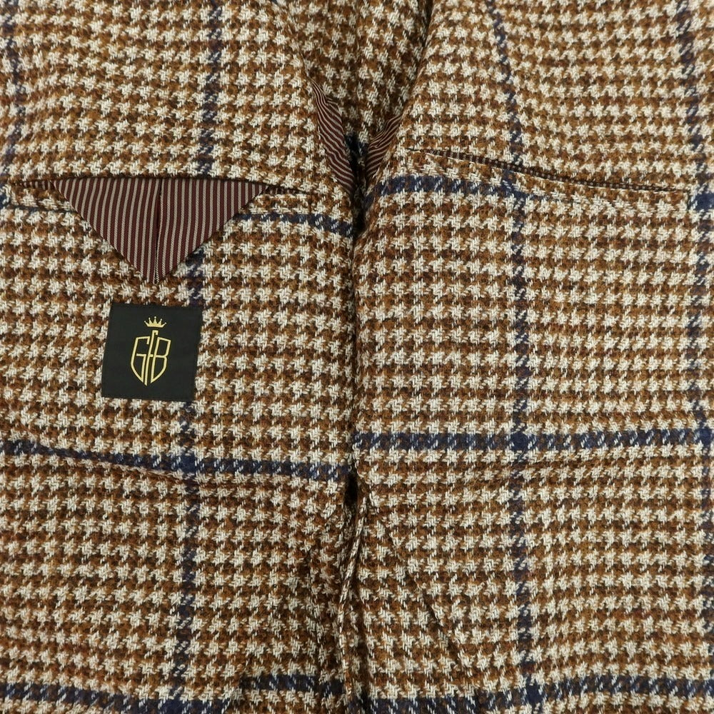 【新品】エルネスト ernesto GFB ウールアルパカ チェック テーラードジャケット ブラウンxベージュ【 48 】【 状態ランクN 】【 メンズ 】
