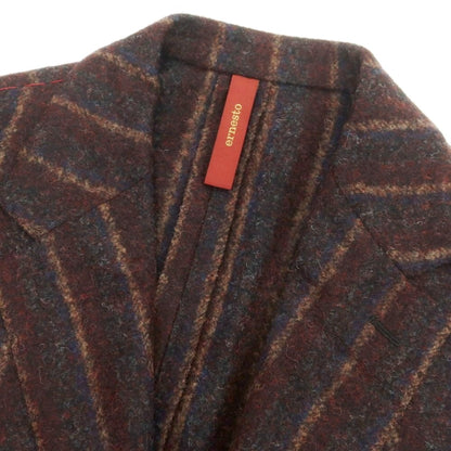 【新品】エルネスト ernesto GFB アルパカナイロン ストライプ テーラードジャケット ダークレッドxグレー【 50 】【 状態ランクN 】【 メンズ 】