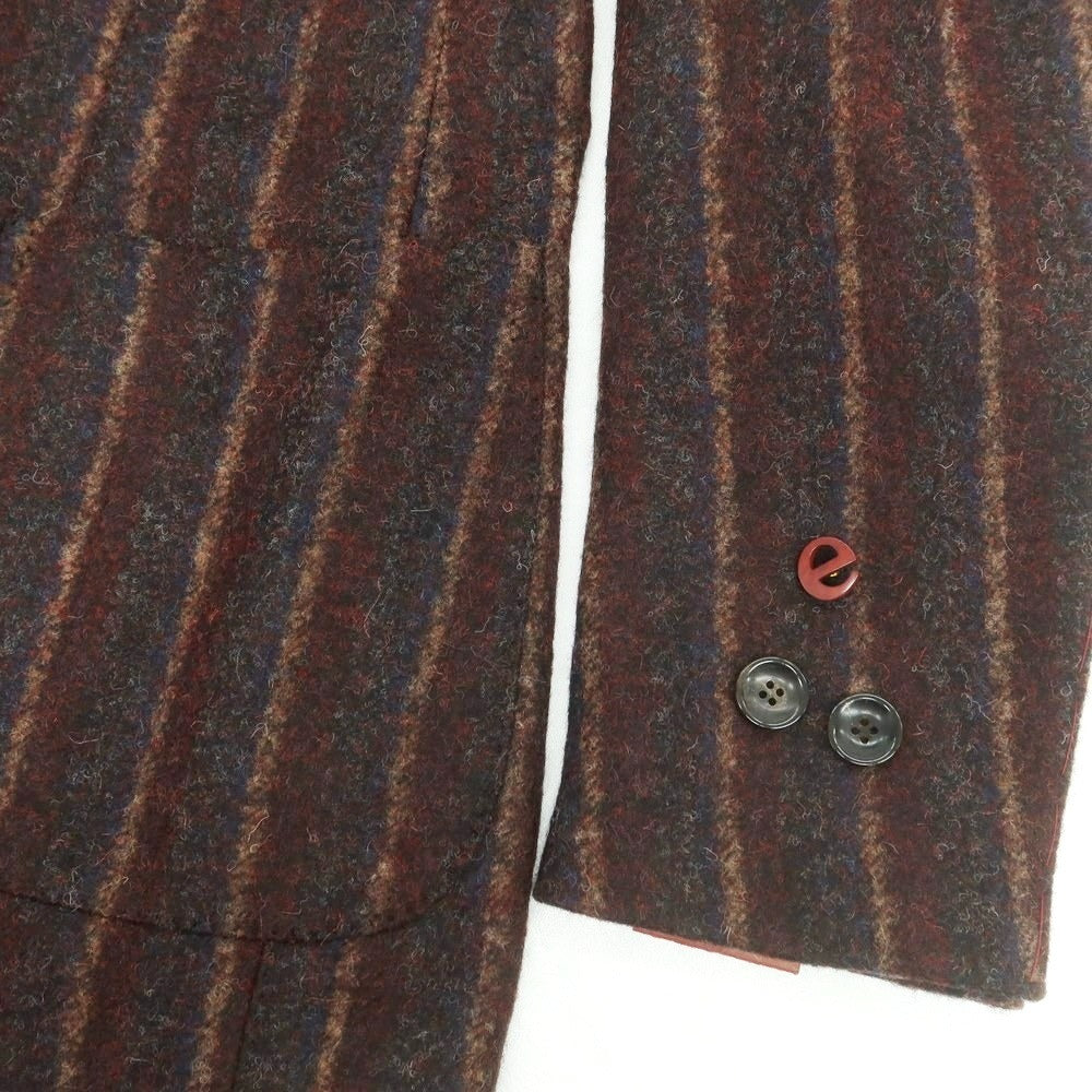 【新品】エルネスト ernesto GFB アルパカナイロン ストライプ テーラードジャケット ダークレッドxグレー【 50 】【 状態ランクN 】【 メンズ 】