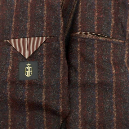 【新品】エルネスト ernesto GFB アルパカナイロン ストライプ テーラードジャケット ダークレッドxグレー【 50 】【 状態ランクN 】【 メンズ 】