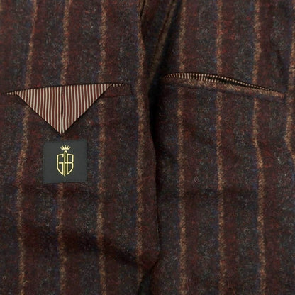 【新品アウトレット】エルネスト ernesto GFB アルパカナイロン ストライプ テーラードジャケット ダークレッドxグレー【 52 】【 状態ランクN- 】【 メンズ 】