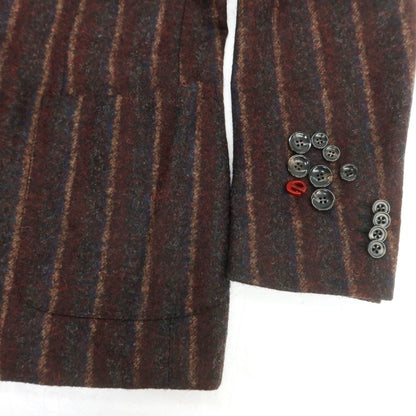 【新品アウトレット】エルネスト ernesto GFB アルパカナイロン ストライプ テーラードジャケット ダークレッドxグレー【 52 】【 状態ランクN- 】【 メンズ 】