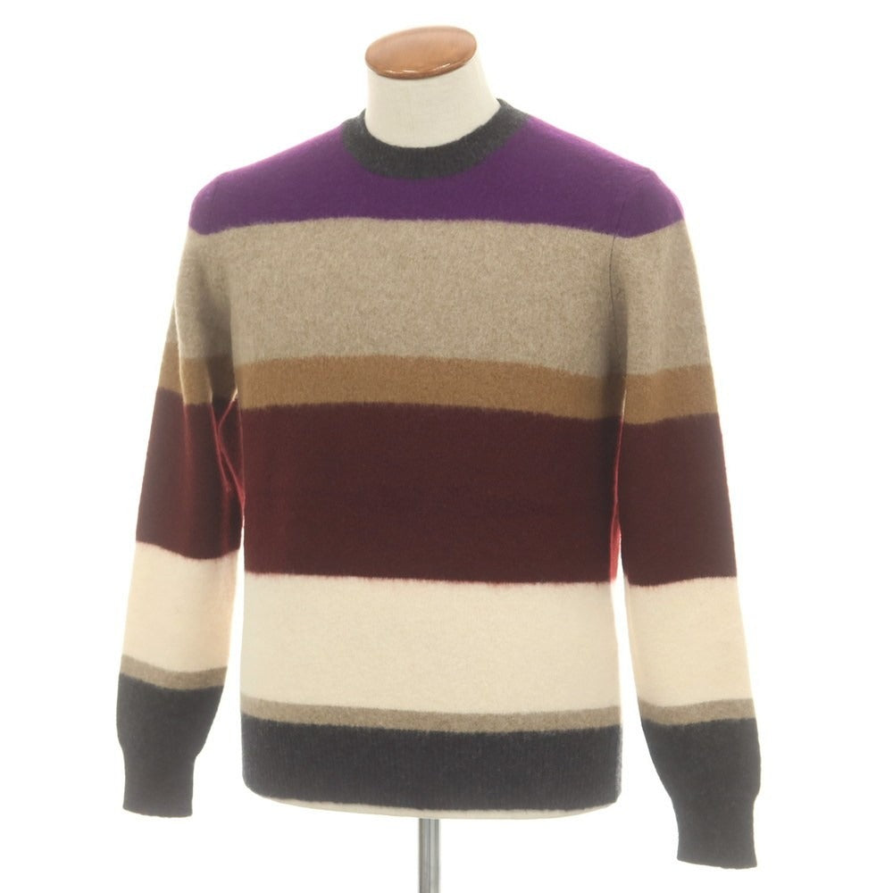 【新品】ドルモア DRUMOHR ウール クルーネック プルオーバーニット ワインレッドxパープル【 46 】【 状態ランクN 】【 メンズ 】