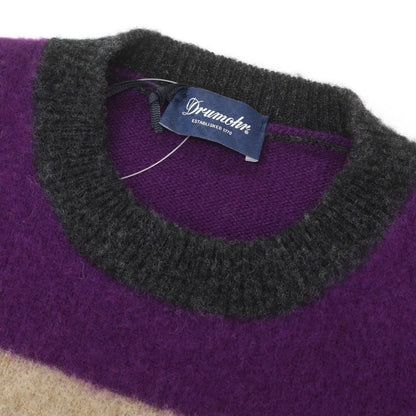 【新品】ドルモア DRUMOHR ウール クルーネック プルオーバーニット ワインレッドxパープル【 46 】【 状態ランクN 】【 メンズ 】