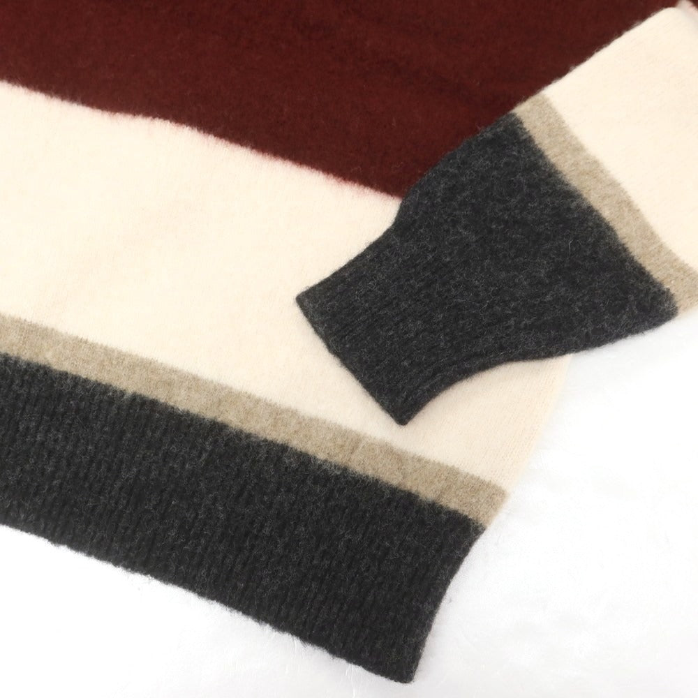 【新品】ドルモア DRUMOHR ウール クルーネック プルオーバーニット ワインレッドxパープル【 46 】【 状態ランクN 】【 メンズ 】