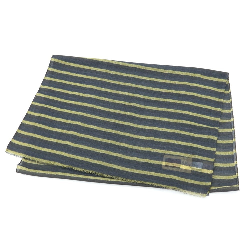 【新品アウトレット】アーディーアンドシー AD&amp;C 1956 ウール ボーダー プリント ストール ネイビーxグリーン【 F 】【 状態ランクN- 】【 メンズ 】