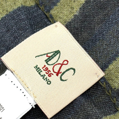 【新品】アーディーアンドシー AD&amp;C 1956 ウール ボーダー プリント ストール ネイビーxグリーン【 F 】【 状態ランクN 】【 メンズ 】