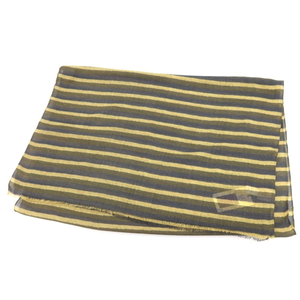 【新品】アーディーアンドシー AD&amp;C 1956 ウール ボーダー プリント ストール オリーブxグレー【 F 】【 状態ランクN 】【 メンズ 】