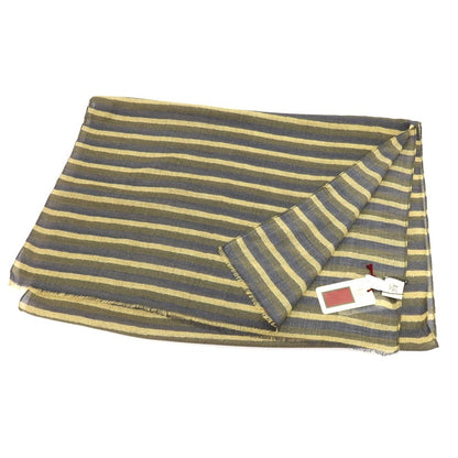 【新品】アーディーアンドシー AD&amp;C 1956 ウール ボーダー プリント ストール オリーブxグレー【 F 】【 状態ランクN 】【 メンズ 】