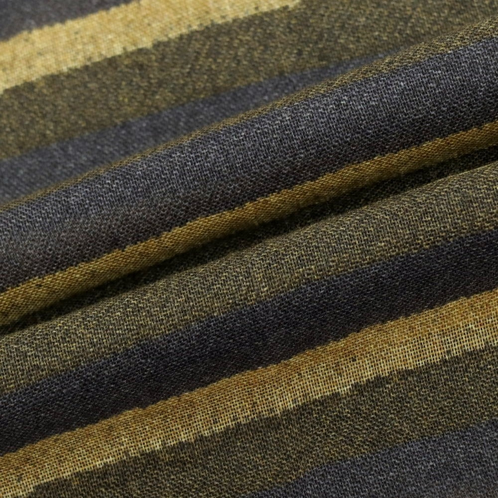 【新品】アーディーアンドシー AD&amp;C 1956 ウール ボーダー プリント ストール オリーブxグレー【 F 】【 状態ランクN 】【 メンズ 】